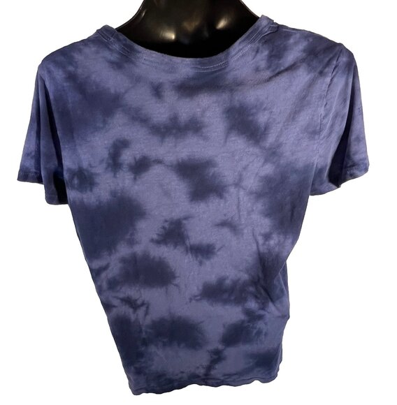 Universal Thread Tee Shirt Women's L Navy & Blue Tie Dye V-Neck Short Sleeve - Picture 4 of 11